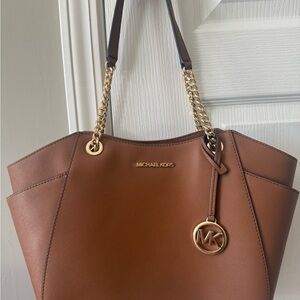Michael Kors Tan Leather Tote with Gold Accents